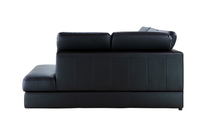 Leder Ecksofa Chiara rechts - mit Schlaffunktion - Schwarz