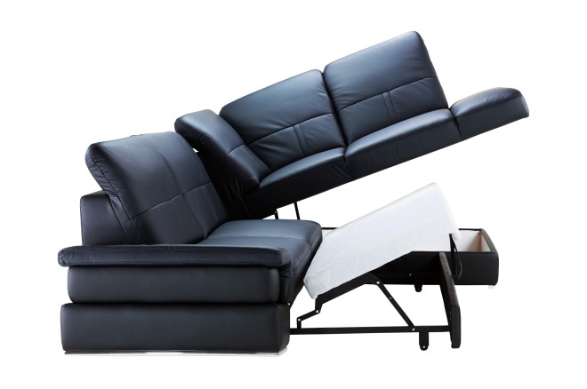 Leder Ecksofa Chiara rechts - mit Schlaffunktion - Schwarz