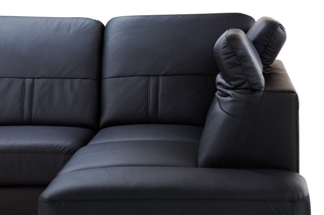 Leder Ecksofa Chiara rechts - mit Schlaffunktion - Schwarz