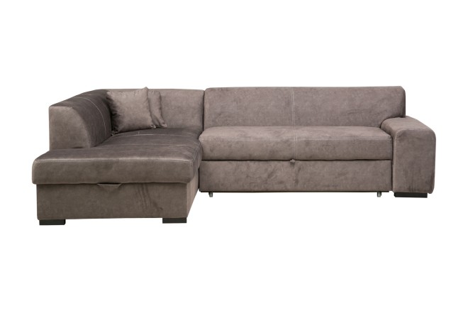 Eckgarnitur Minos-P links - mit Schlaffunktion - Walnuss