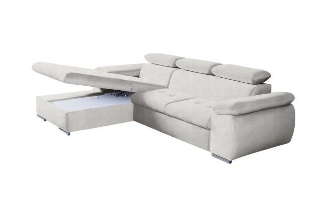 Sofa L-Form Trino links - mit Schlaffunktion - Silber