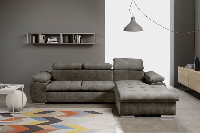 Eckcouch Trino rechts - mit Schlaffunktion - Charcoal