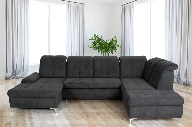 Wohnlandschaft Bella rechts - mit Schlaffunktion - Anthrazit