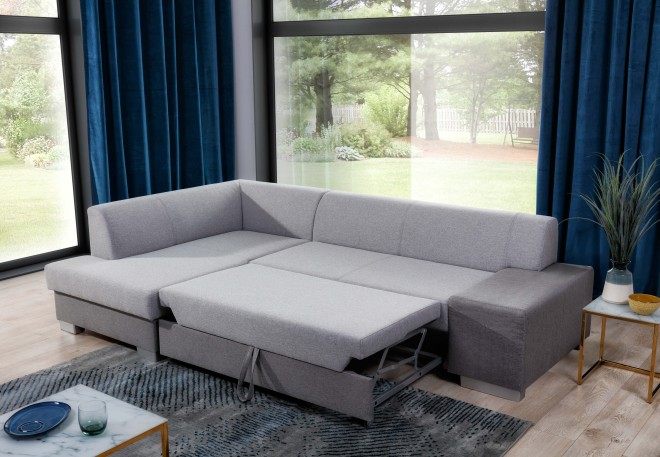 Ecksofa Fabio links - mit Schlaffunktion - Grau