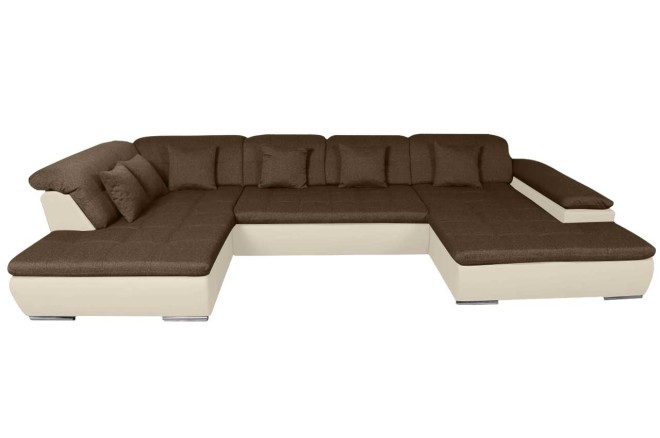 Wohnlandschaft Neapel - P links - mit Schlaffunktion - Nougat