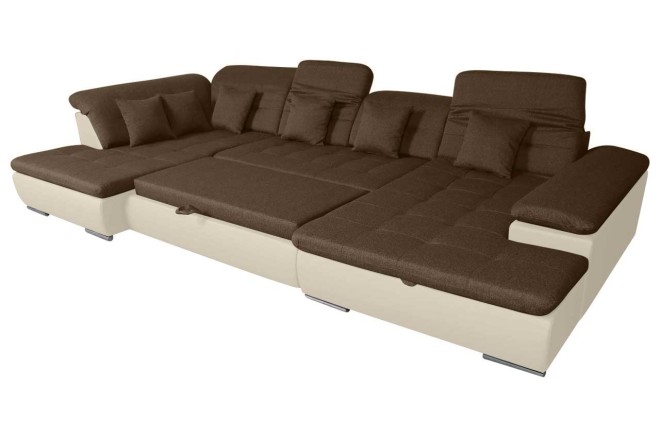 Wohnlandschaft Neapel - P links - mit Schlaffunktion - Nougat