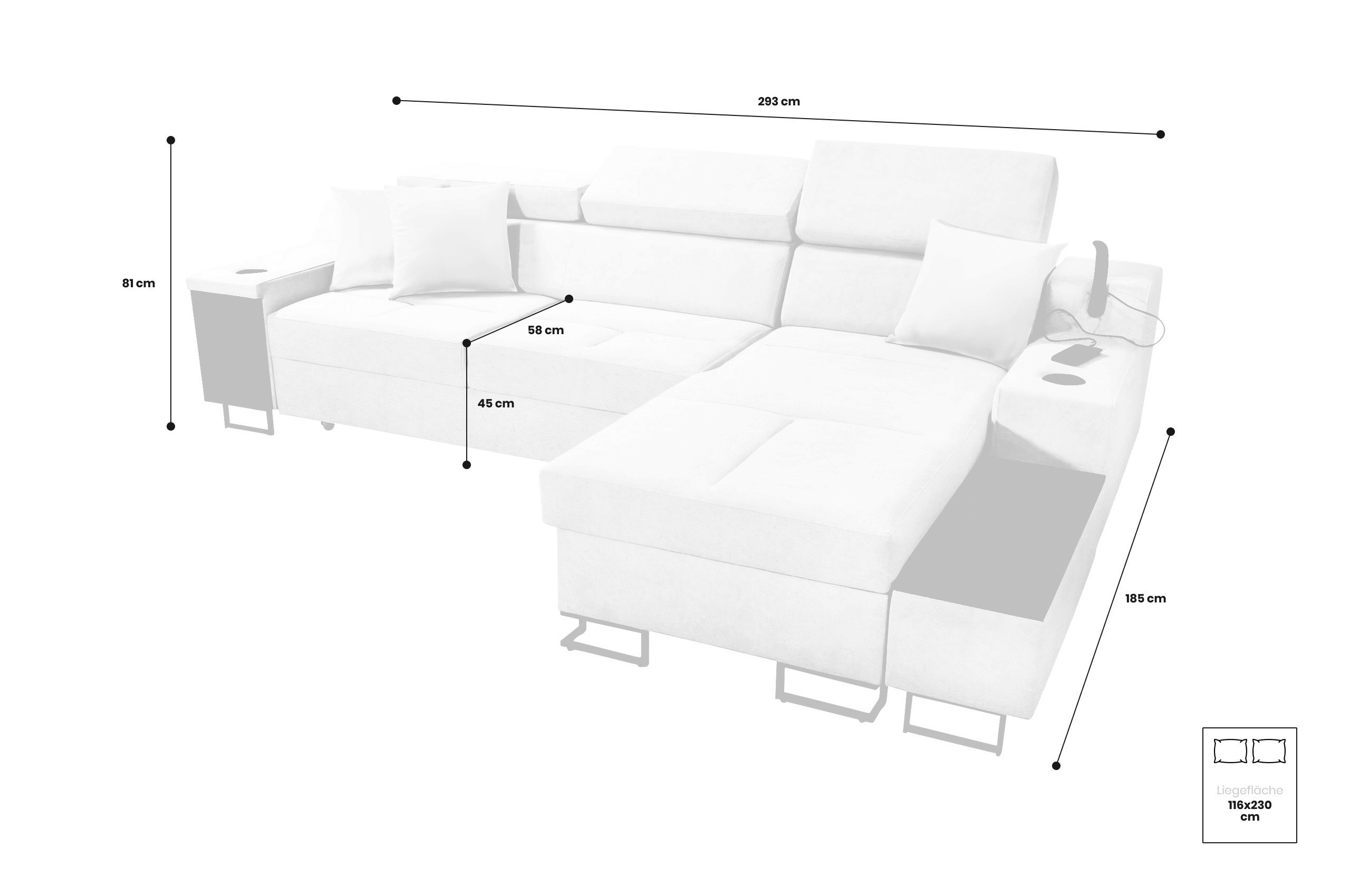 Sofa L-Form Alicante I Maxi