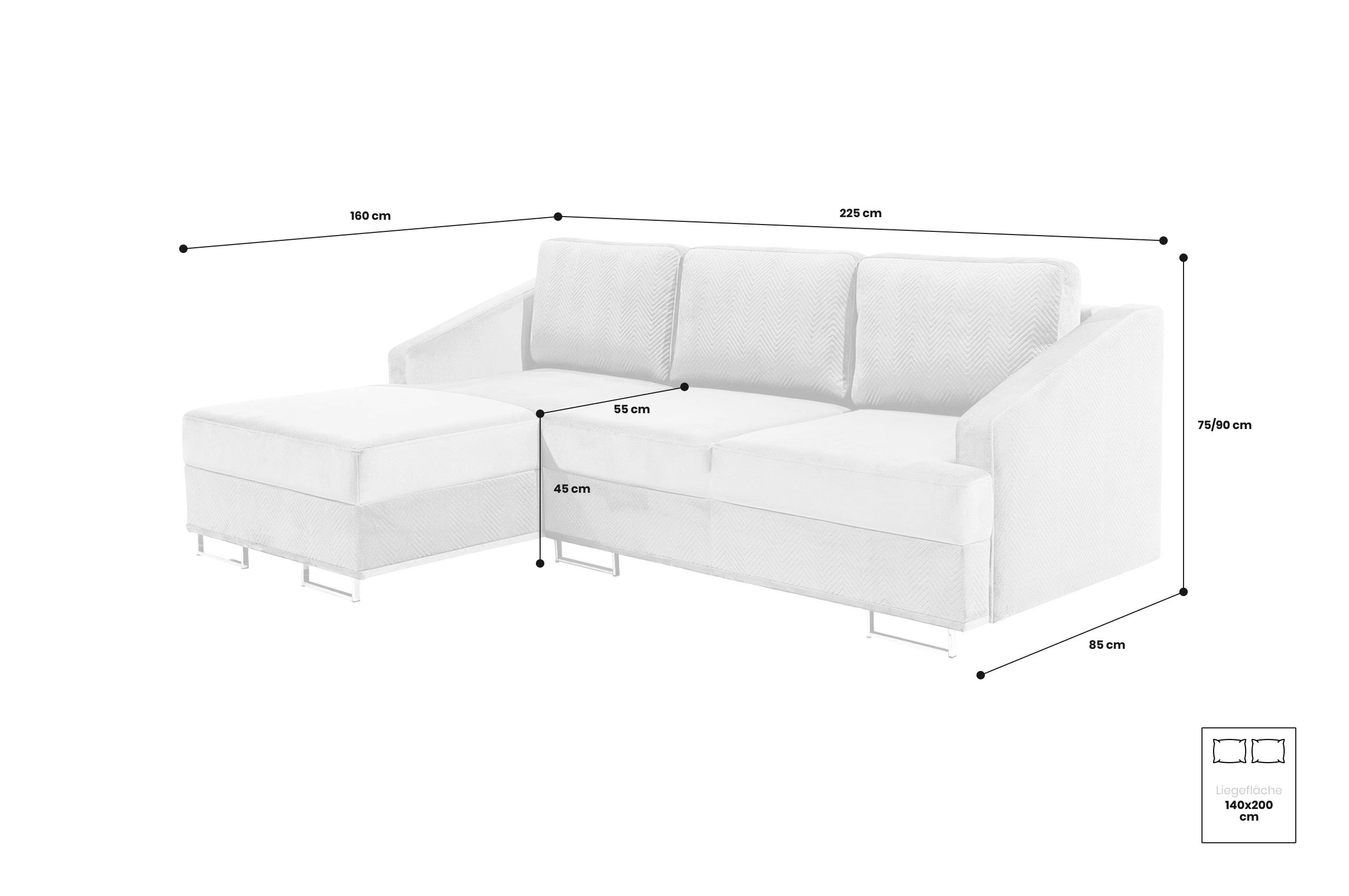 Sofa L-Form Bucco