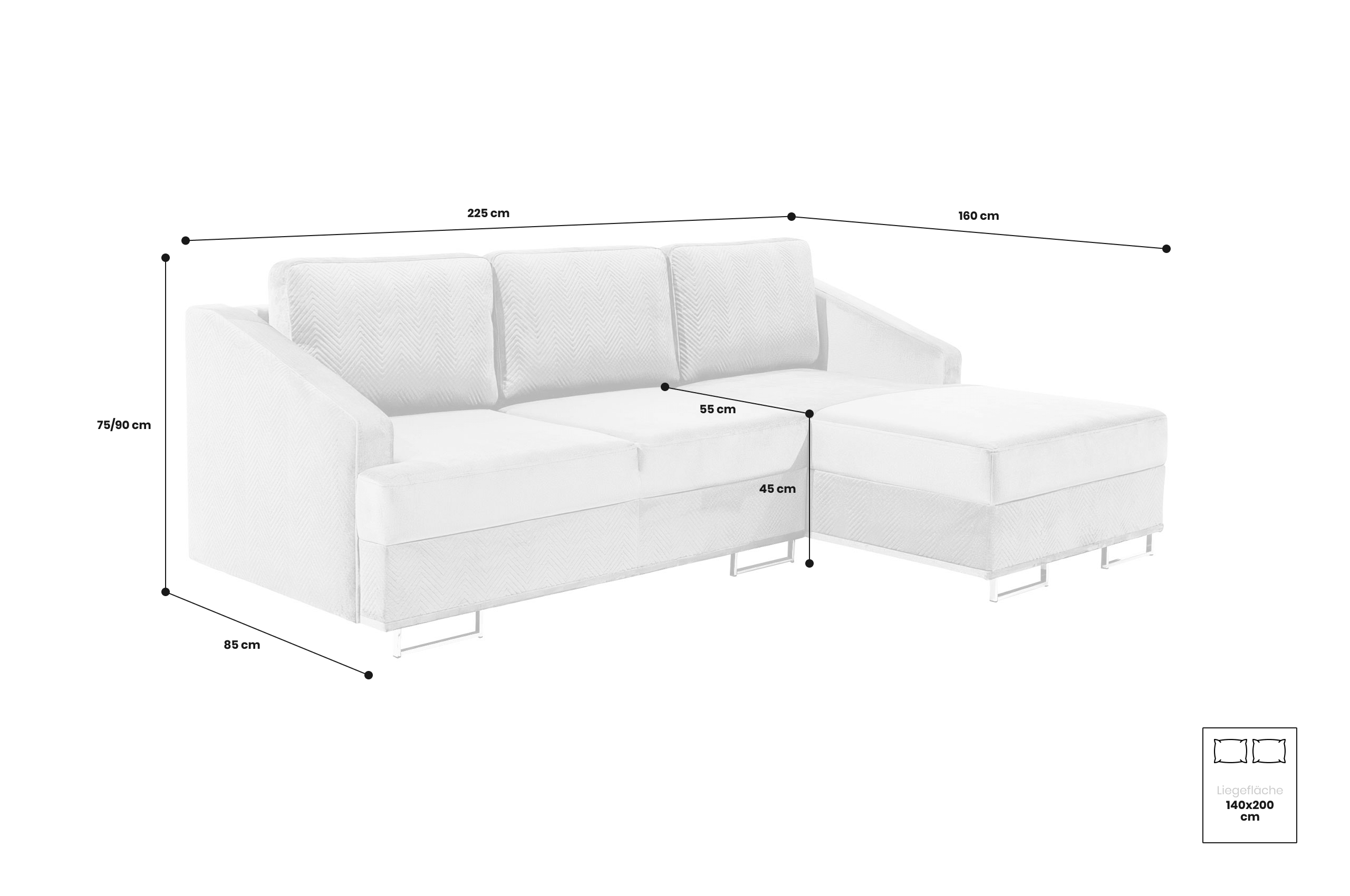 Sofa L-Form Bucco