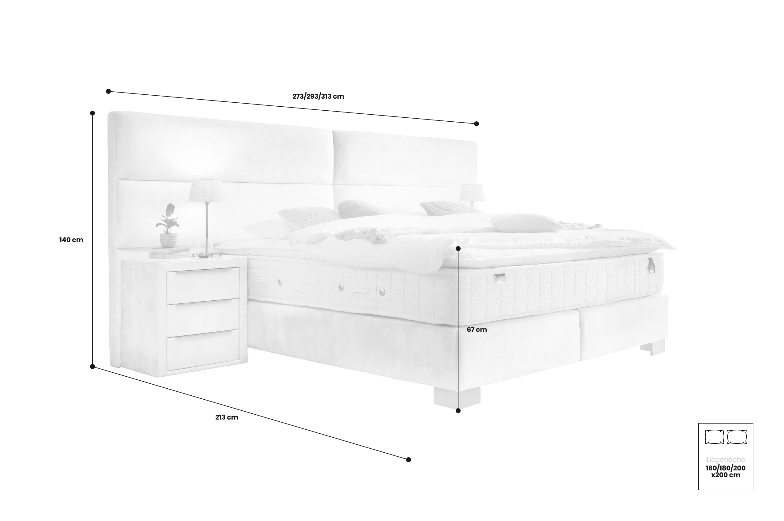 Boxspringbett 200x200 Cagliari