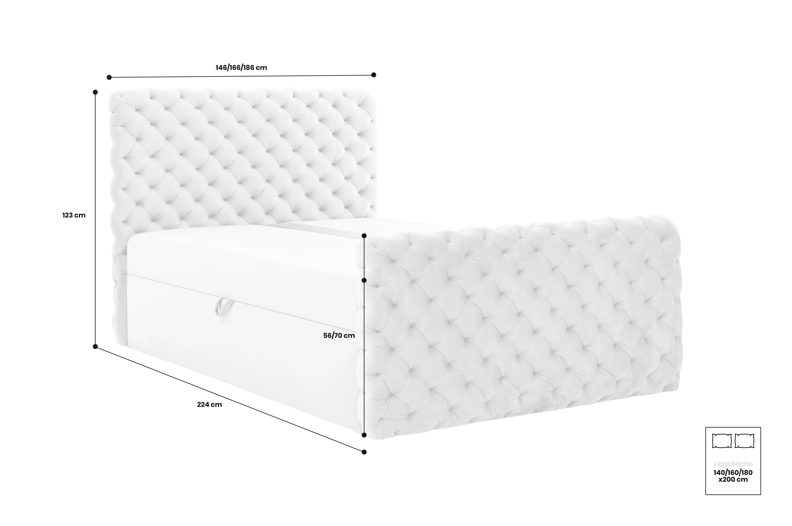 Boxspringbett 180x200 Chesterfield