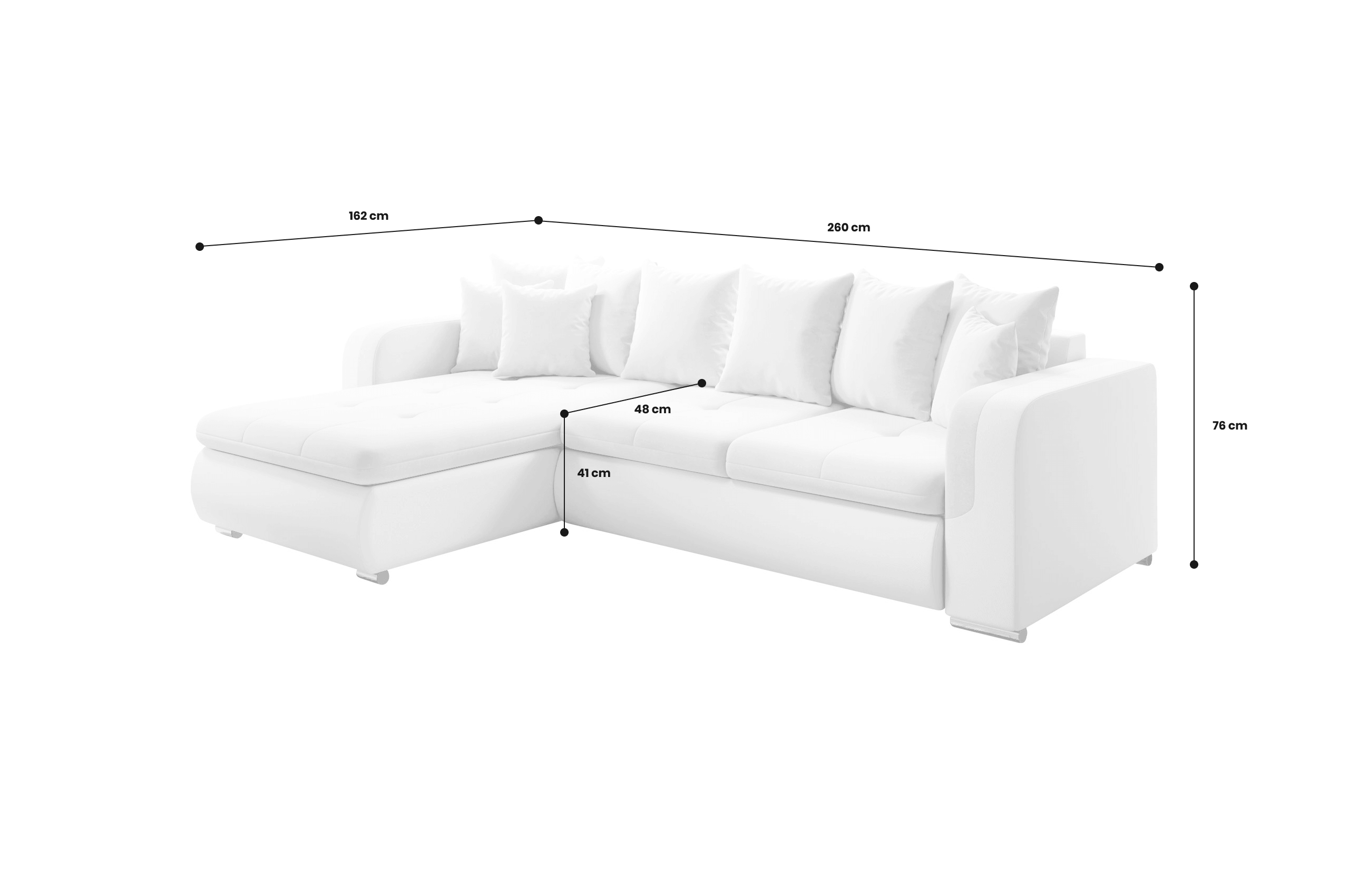 Sofa L-Form Fado Mini links - mit Schlaffunktion - Braun