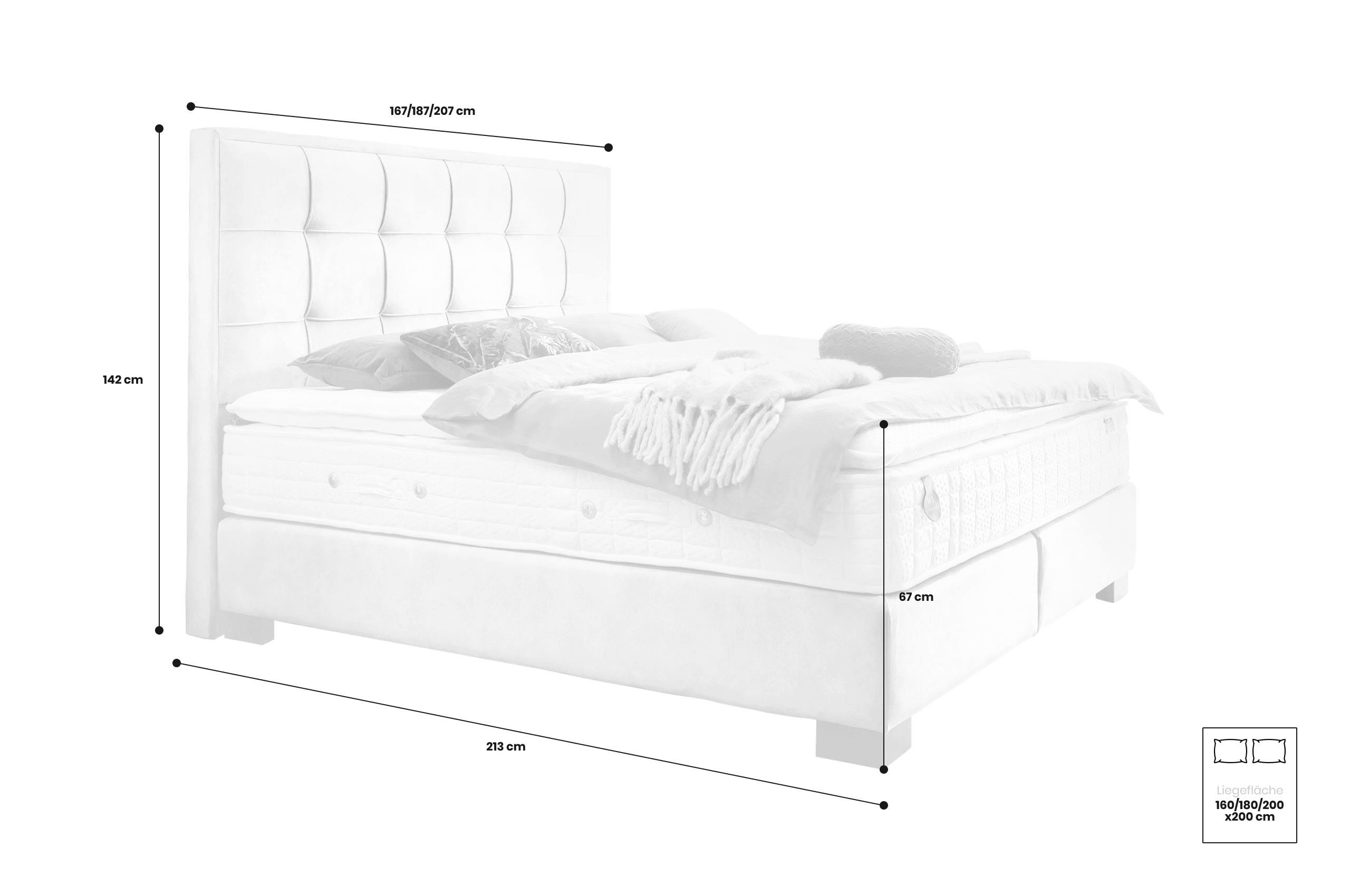 Boxspringbett 200x200 Ferrara