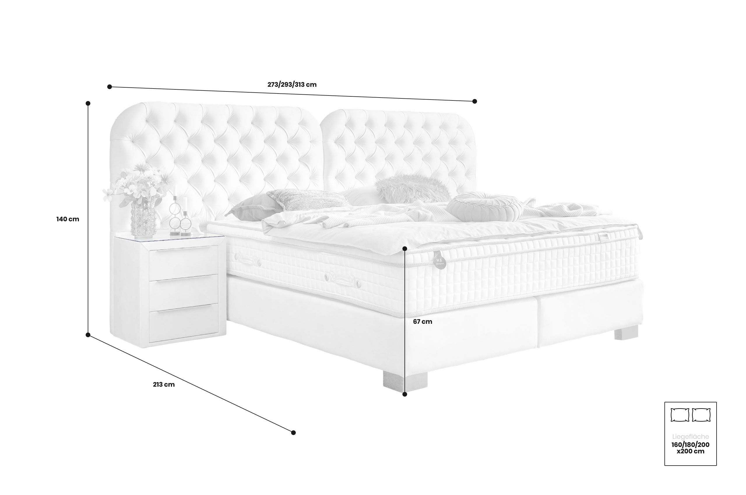 Boxspringbett 180x200 Florence