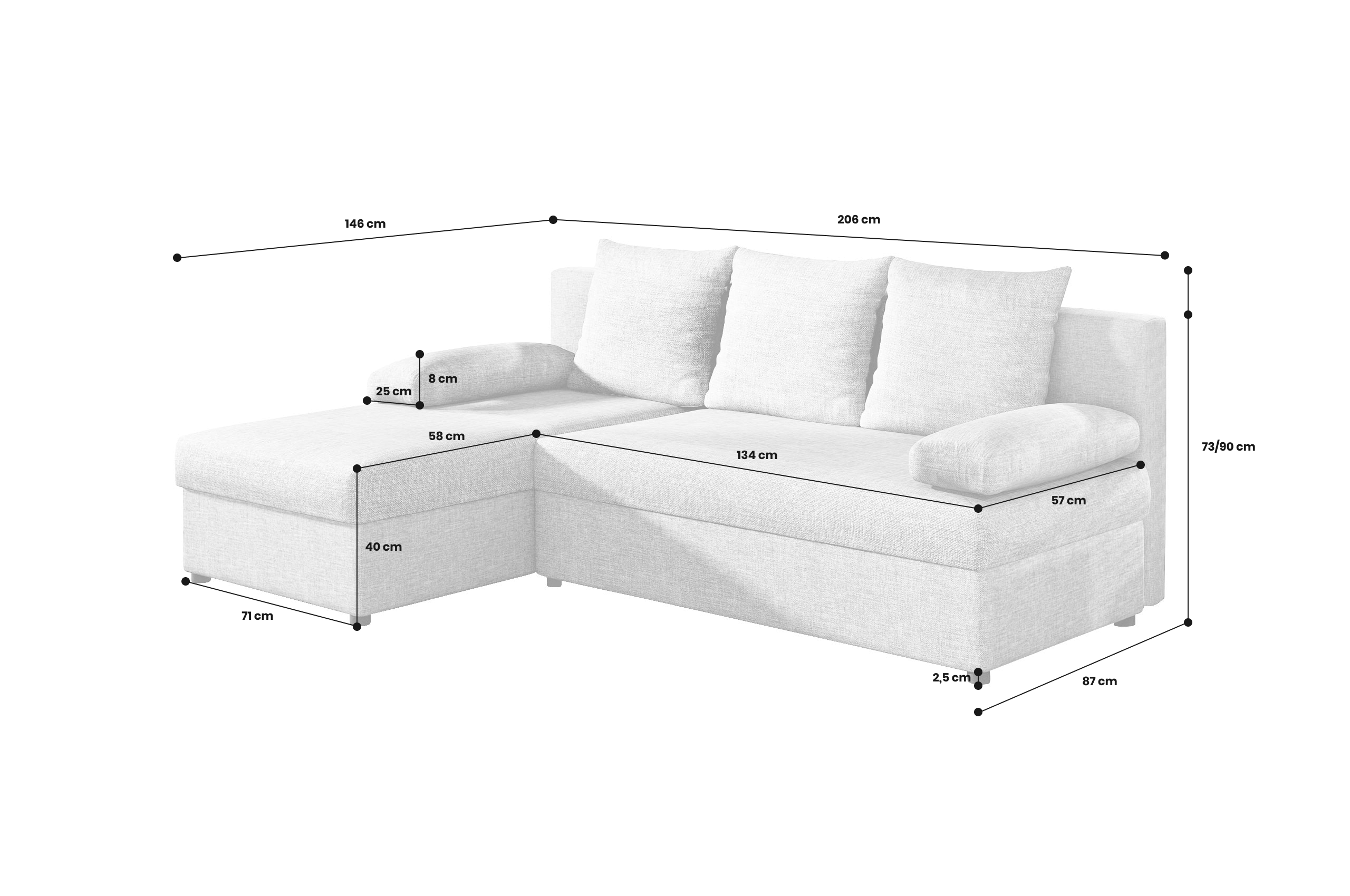 Sofa L-Form Gino-P