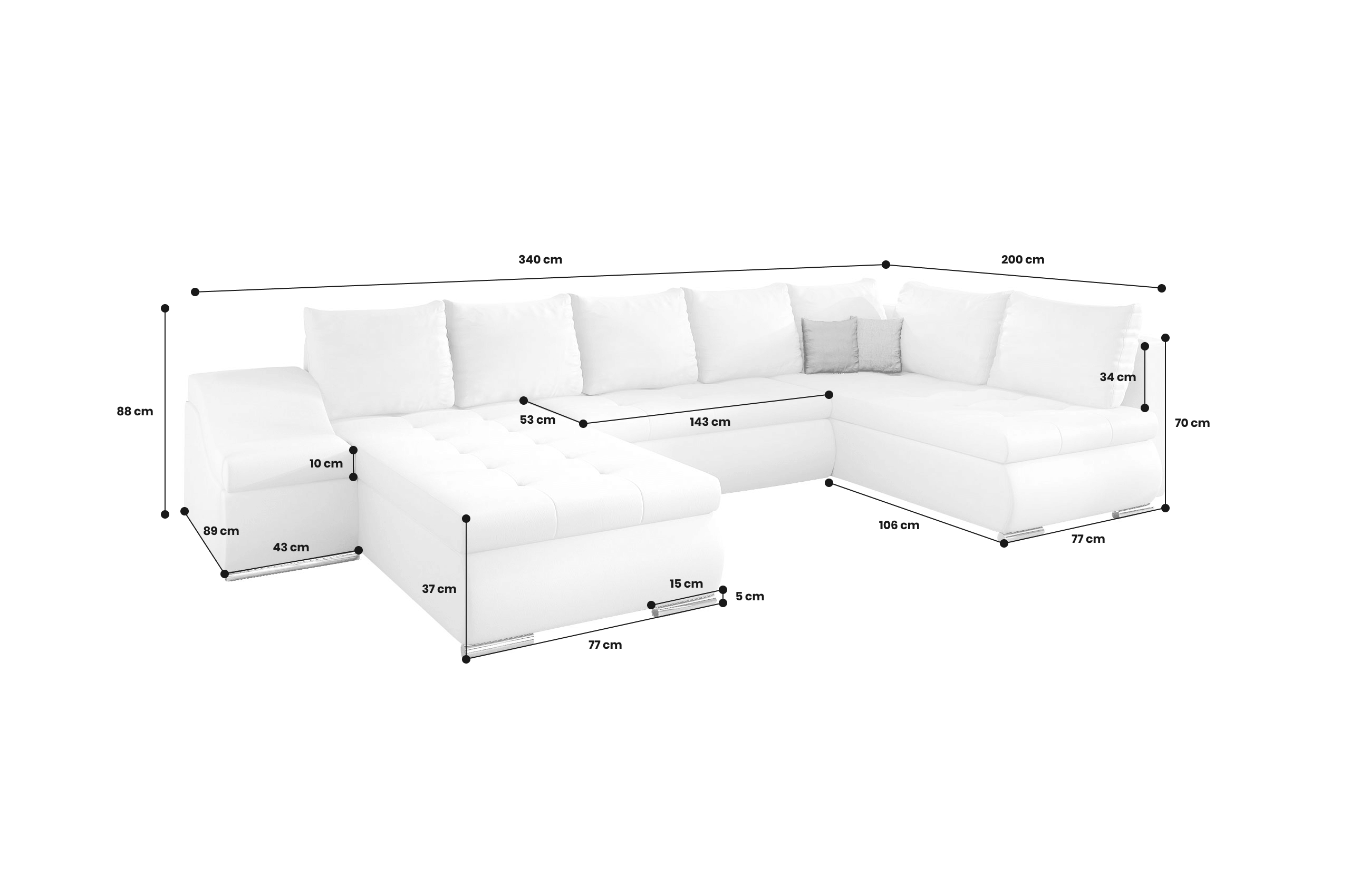 Wohnlandschaft Giovanni-P links - mit Schlaffunktion - Braun