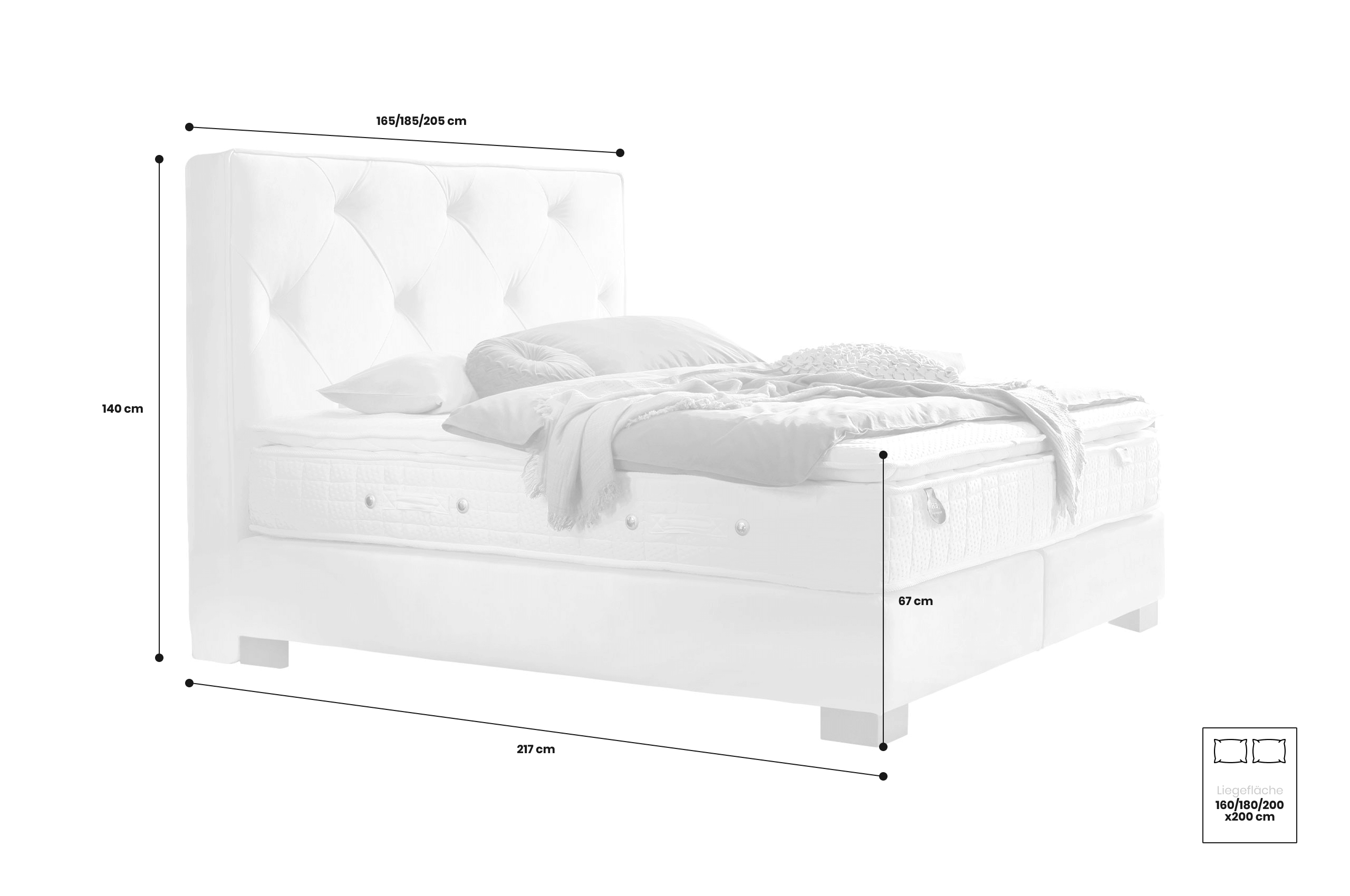 Boxspringbett 160x200 Lazio