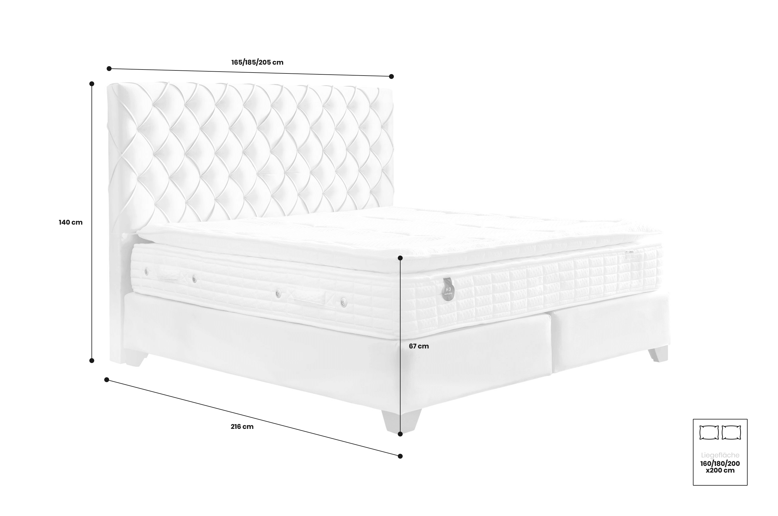 Boxspringbett 200x200 Livorno