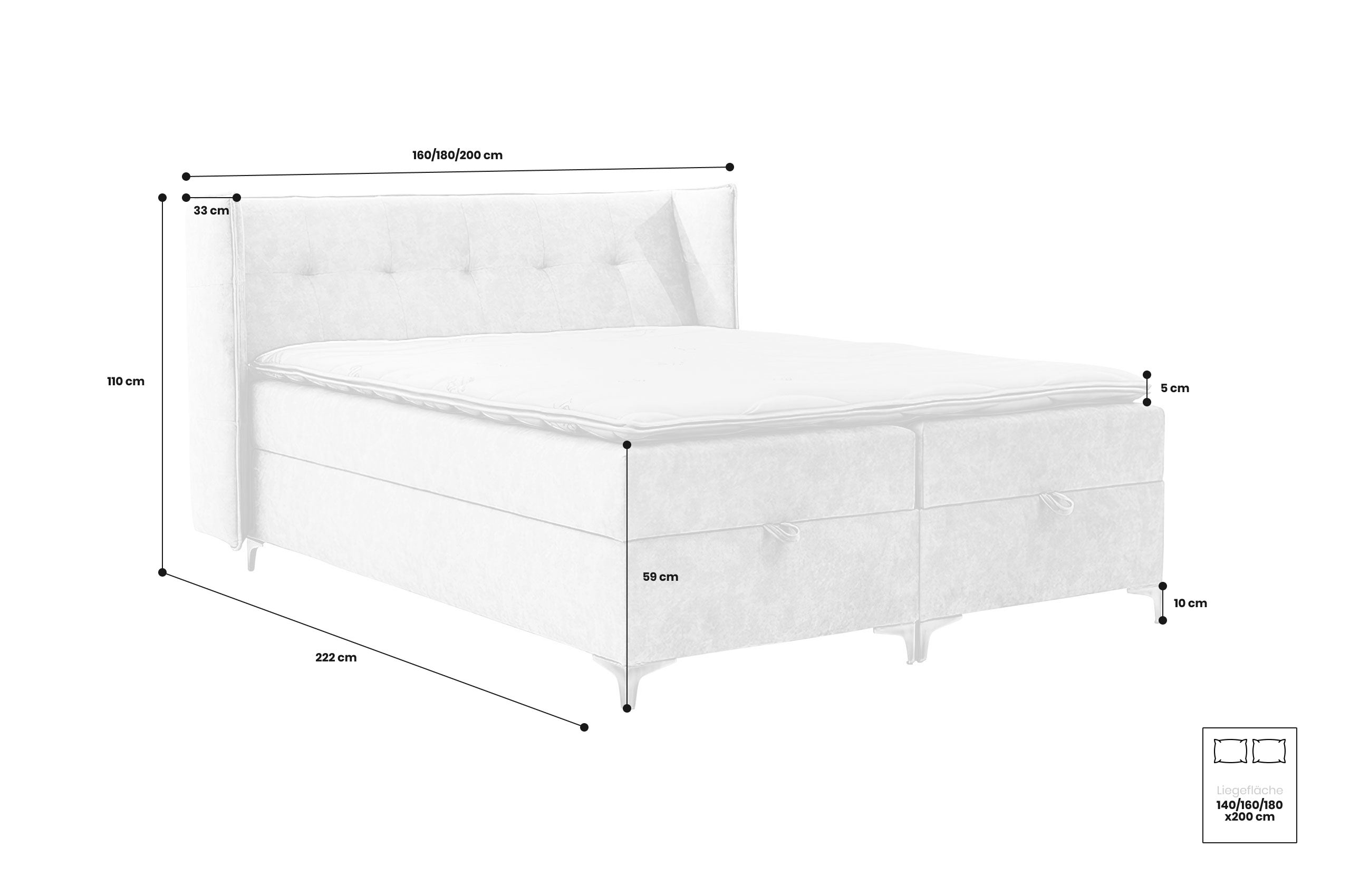 Boxspringbett 160x200 Lotos