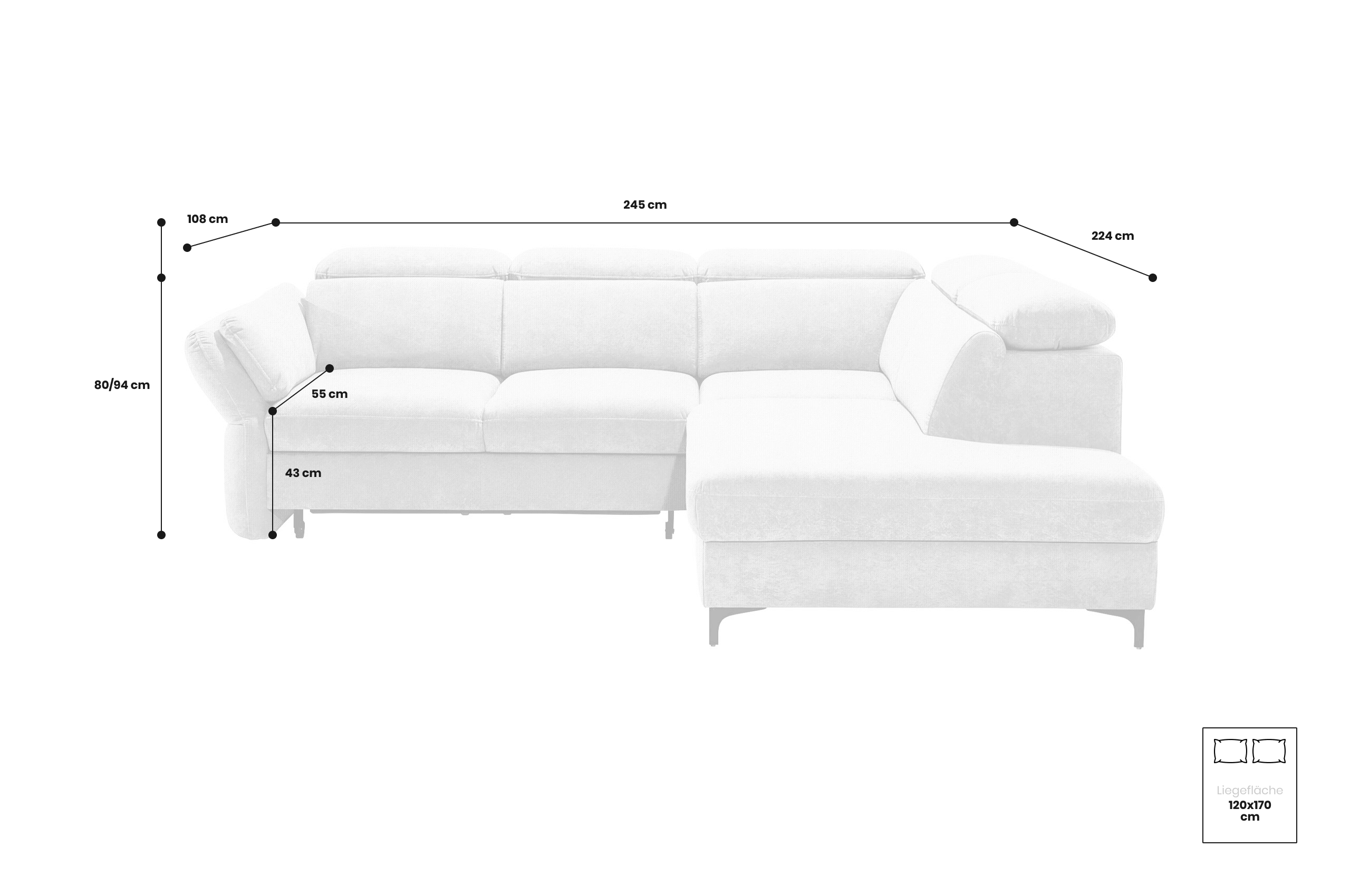 Sofa L-Form Merano