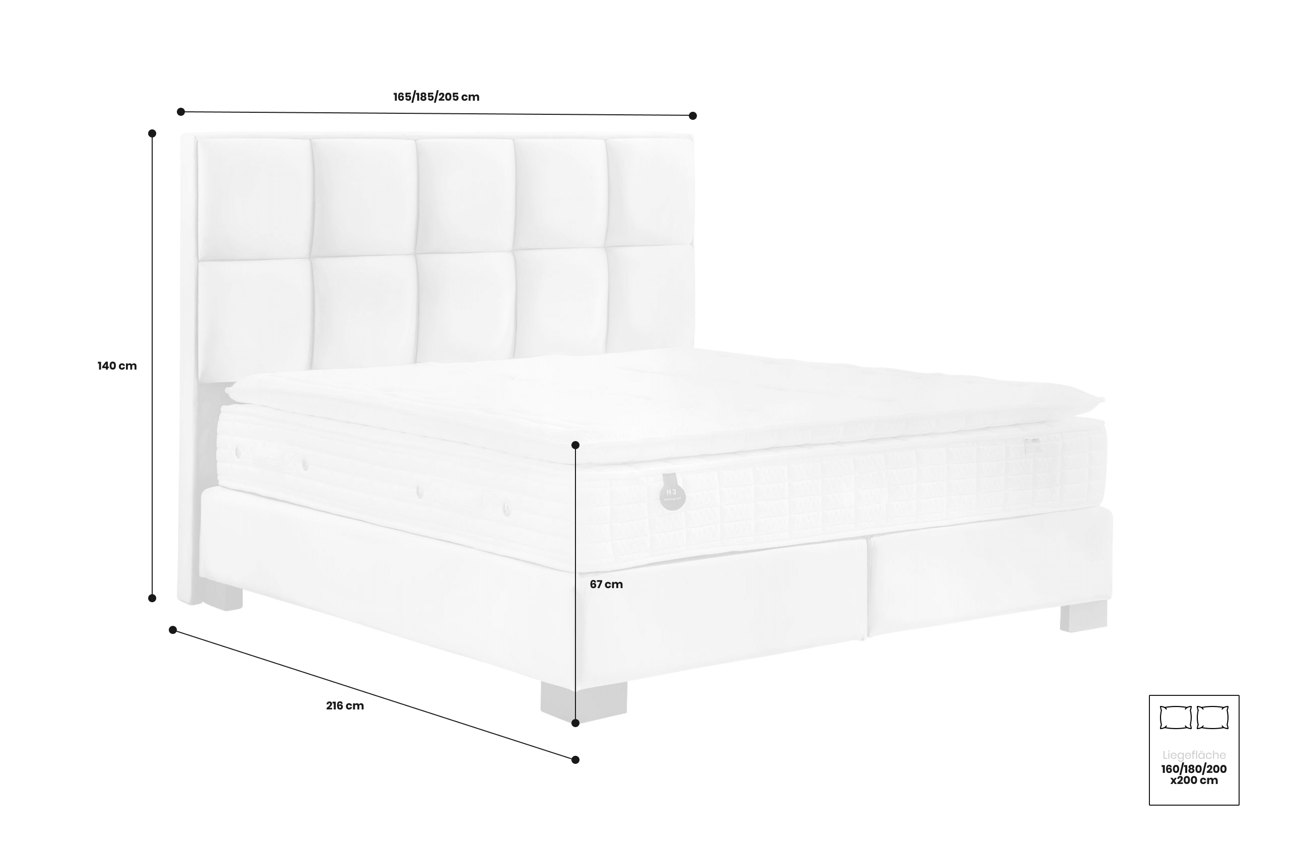 Boxspringbett 200x200 Messina