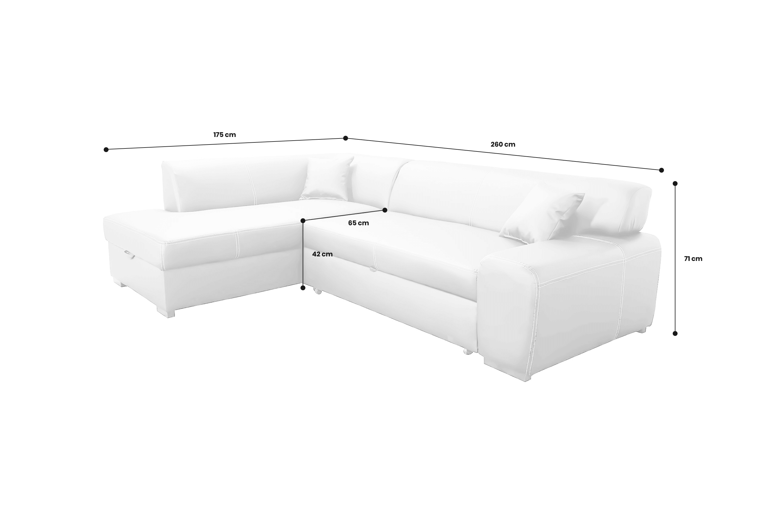 Eckgarnitur Minos-P links - mit Schlaffunktion - Walnuss