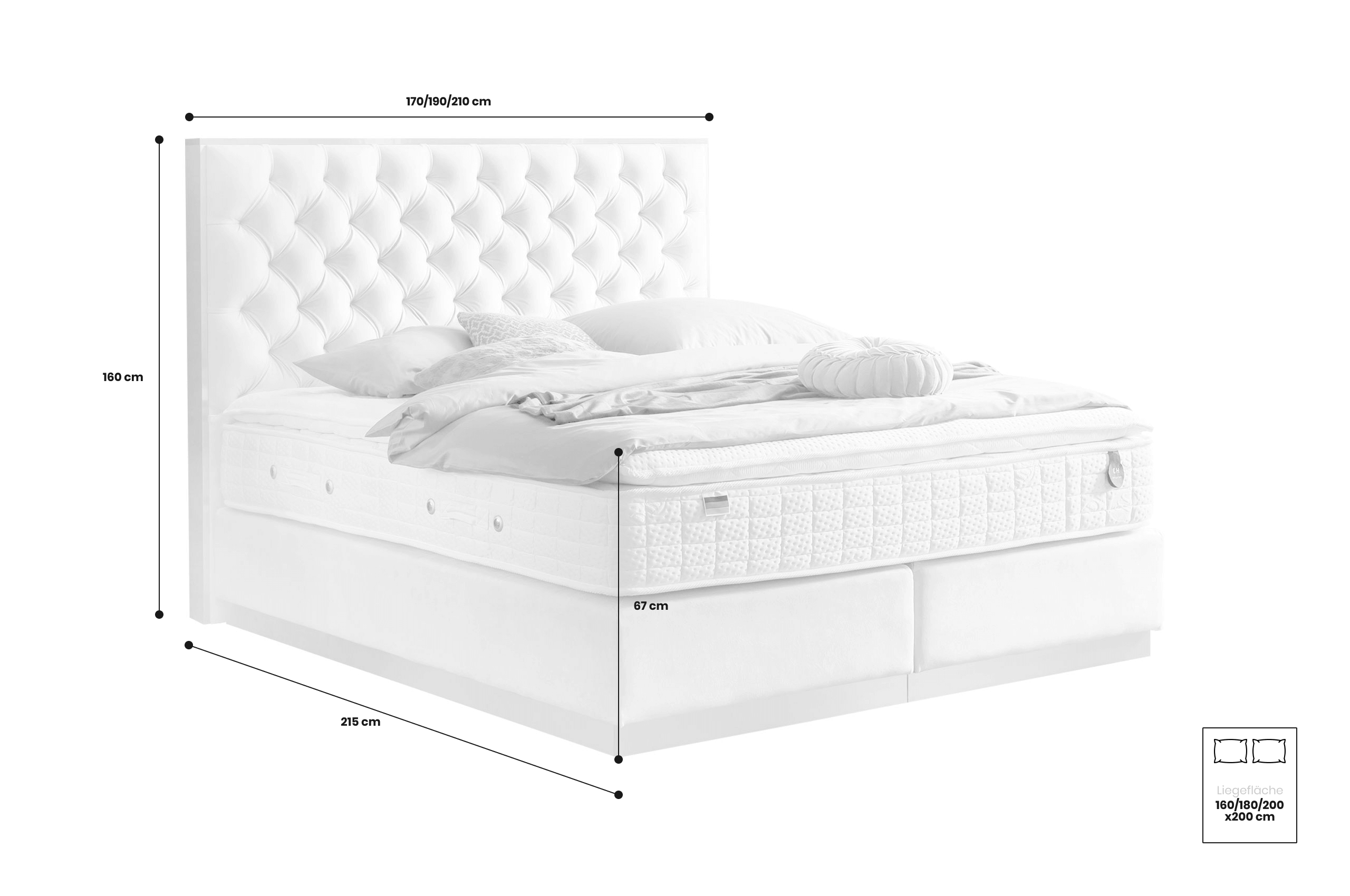 Boxspringbett 200x200 Piedmont