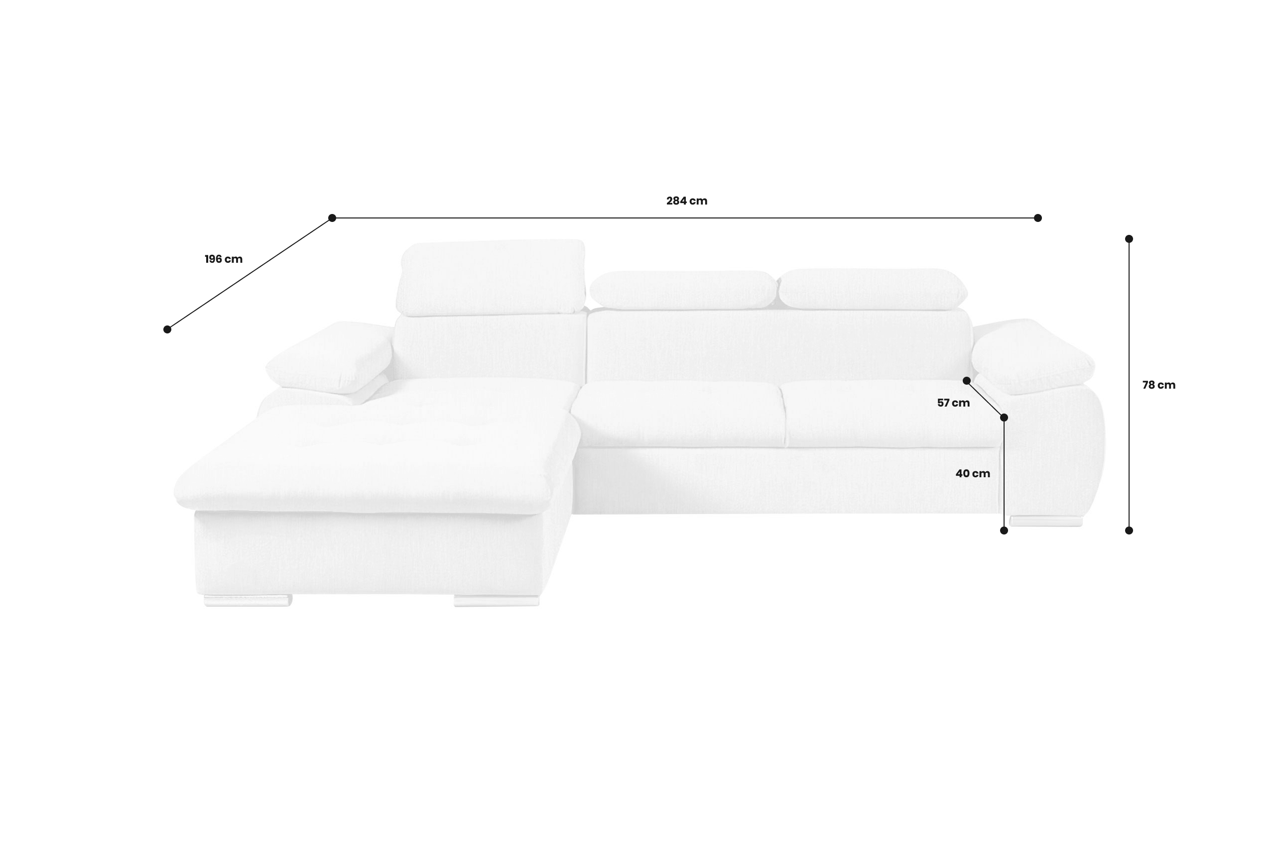 Ecksofa Trino links - mit Schlaffunktion - Anthrazit