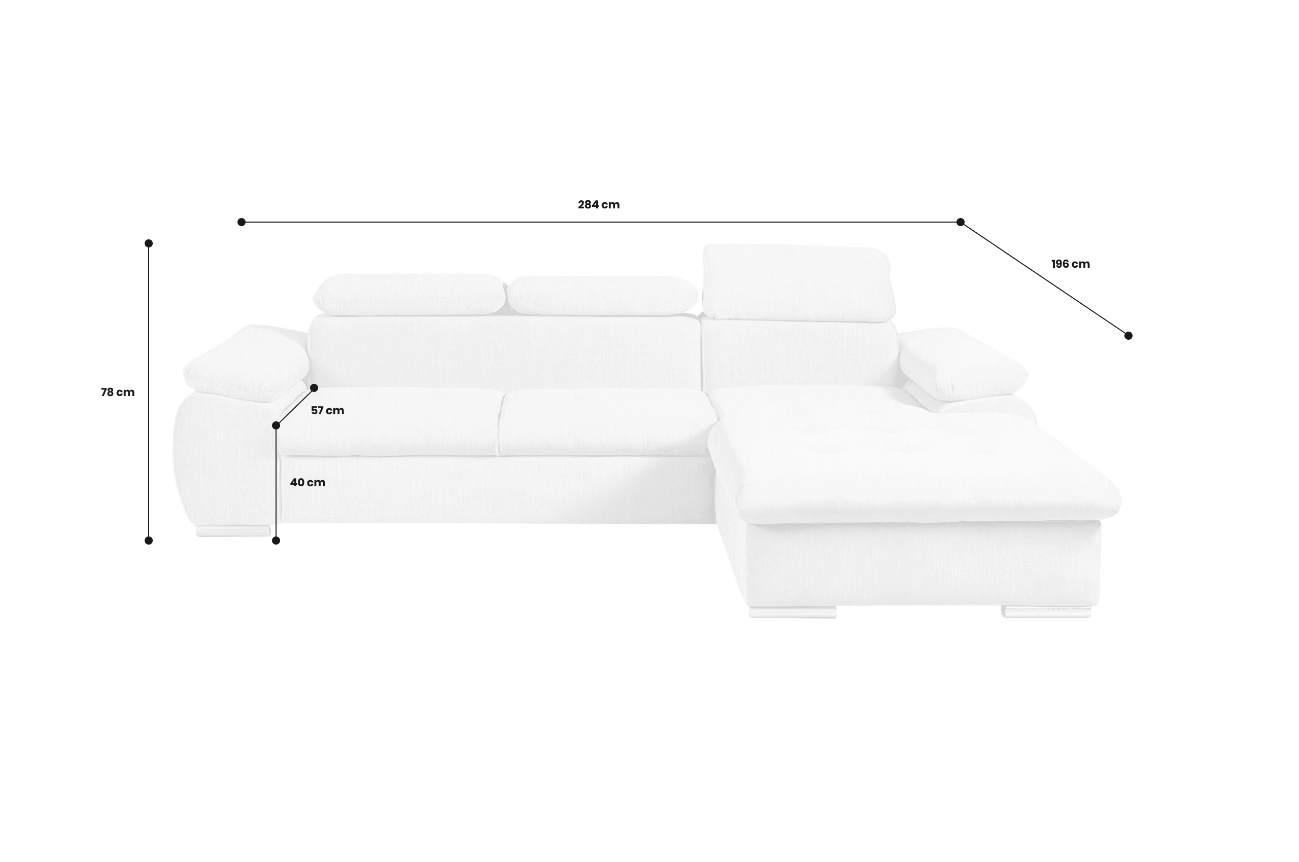 Ecksofa Trino rechts - mit Schlaffunktion - Jeansblau