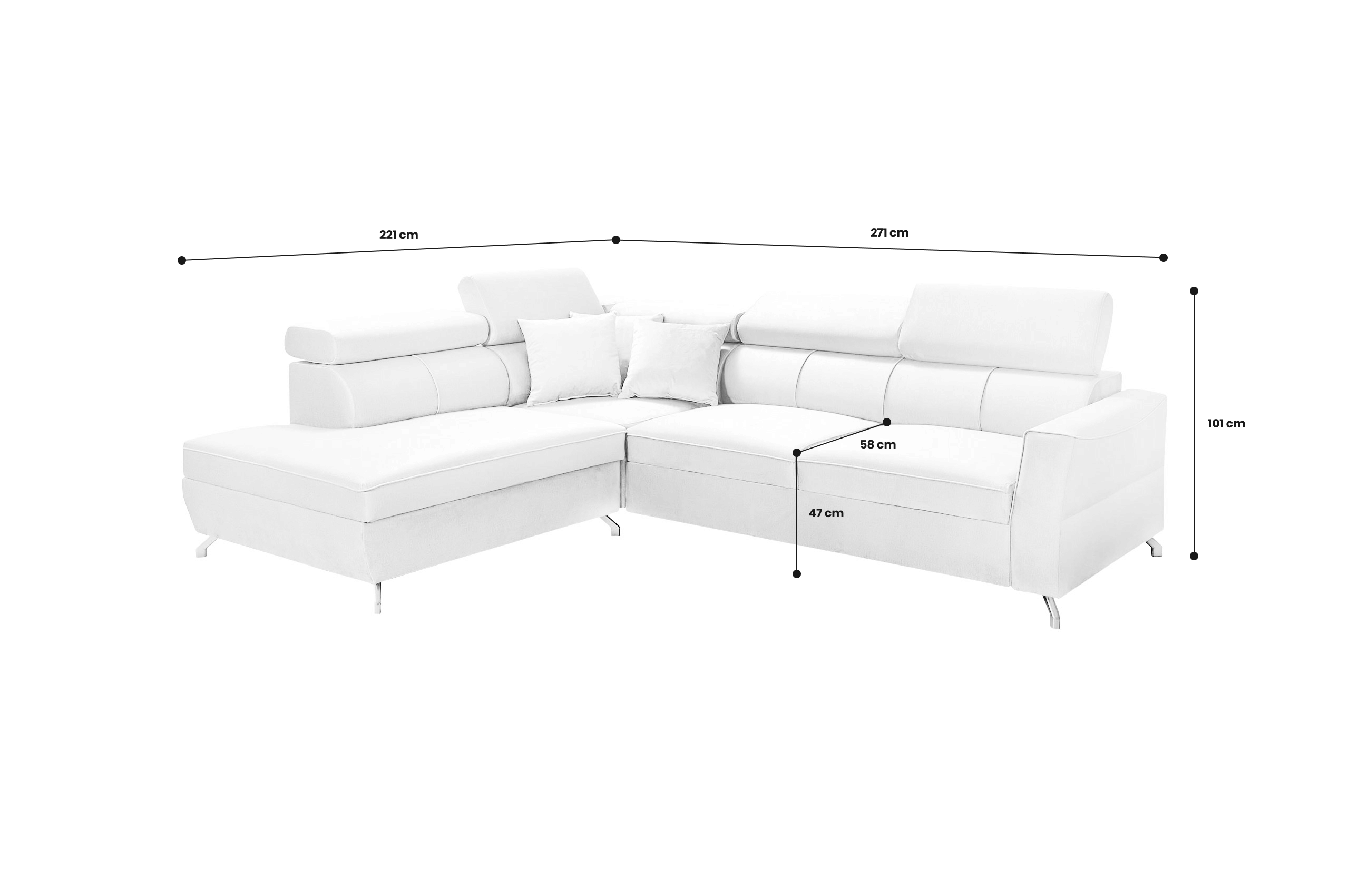 Ecksofa Veneto III Mix links - mit Schlaffunktion - Blaugrau